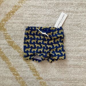 NWT Janie and Jack Blue and Yellow Tiger Print Swim Shorts